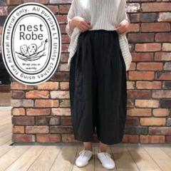 ネストロープ厚手リネンカジュアルパンツ (ブラック )