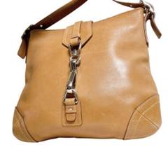 COACH ブラウン ショルダーバッグ レザー 8A68 カバン ページュ