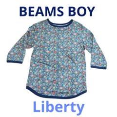 BEAMS BOY リバティ ボートネック 7分袖 花柄 ネイビー M
