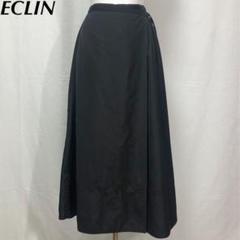 ECLIN ラップ風フレアロングスカート