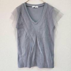 【CIAOPANIC】（F）チュールスリーブリブニット/異素材ドッキング/上品