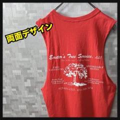 ⚠️Tシャツの袖切り タンクトップ ノースリーブ US 古着 メンズ レッド 赤