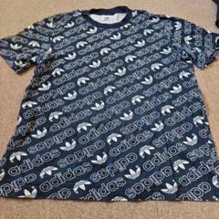 adidas ロゴプリント Tシャツ M ネイビー