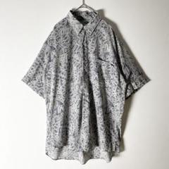 一点物 ヴィンテージ 半袖 柄シャツ 幾何学柄 ポリシャツ 総柄 くすみカラー