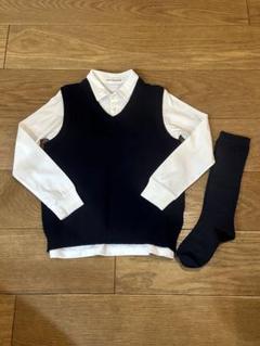 ミキハウス  お受験セット　ベスト　シャツ　靴下　ハイソックス　超美品　130 ミキハウス お受験セット ベスト シャツ 靴下 ハイソックス 超美