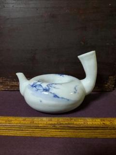平清水焼 明治-江戸 片口 骨董品 李朝 小道具 約17cm 江戸〜明治期 平清水焼 片口 山形 骨董 李朝 白磁 古道具坂田 古