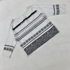 LAUTREAMONT 白 黒 刺繍 七分袖 ブラウス 幾何学柄 サイズ38
