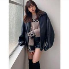 GYDA フェイクレザー BIG ブルゾン レザージャケット　ブラック