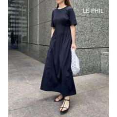 LE PHIL / ルフィル 麻ブロードノースリーブワンピース ブラック　黒 麻ブロードノースリーブワンピース | LE PHIL（ル フィル