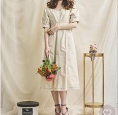 noela ノエラ Aラインワンピース　コットン　ホワイトS ロング　ベルト