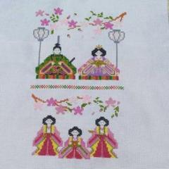 ☆完成品☆ クロスステッチ 雛人形 ひな祭り