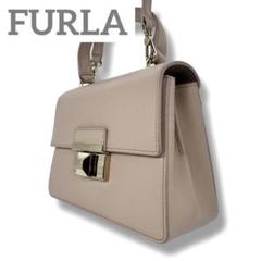 美品 フルラ 2WAY ショルダーバッグ ペールピンク 自立式 レザー