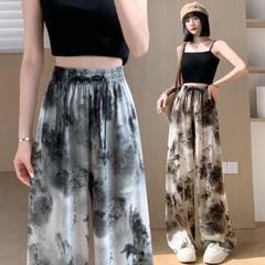 ルームウェア ストレート グレー ワイドパンツ シノワズリ L リラックス