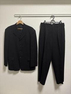80s y's ワイズ　ヴィンテージスーツセットアップ　ジャケット&パンツ　黒色 Yahoo!オークション -「y's for men スーツ」の落札相場・落札価格
