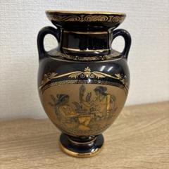 【アンティーク】壺　水差し　ギリシャ　ハンドメイド 古代ギリシャの陶器の絵付け壺（アンフォラ）。古風な手作りの