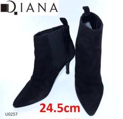 DIANA ショートブーツ サイドゴア スエード ブラック
