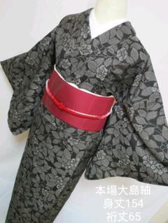 身丈154 裄丈65 未使用 本場大島紬 正絹 着物 古今堂 #851のサムネイル