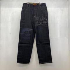 bboy プラティナフブ　ボクサー刺繍入りダークブルーデニムパンツ　モハメドアリ bboy プラティナフブ ボクサー刺繍入りダークブルーデニムパンツ