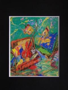 原田恭子、【 インターネット「南太平洋」】、希少な画集画、新品高級額 額装付 原田恭子、【 インターネット「南太平洋」】、希少な画集画