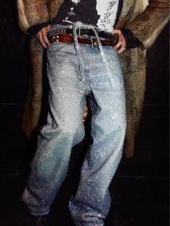 swarovski shine wide jeans ラメ加工ワイドデニム