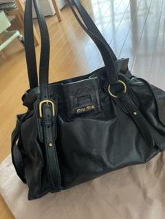 Miu Miu サイドリボン レザートートバッグブラック ミュウミュウ