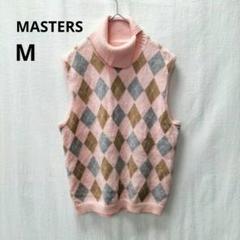 マスターズ ▶ ノースリーブニット M ピンク ゴルフ アーガイル柄 カシミア混