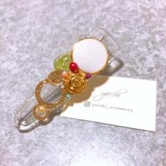 クリアヘアクリップ×薔薇カラフルパール