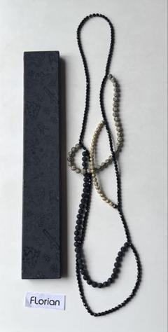 美品 】フローリアン FLORIAN ロングネックレス ブラック - メルカリ