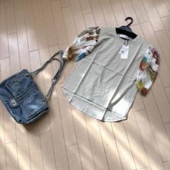 新品☆ベージュ異素材キレイめTシャツ☆送料込み☆YAMADAYAのサムネイル