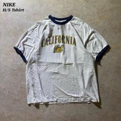 NIKE半袖リンガーTシャツ古着掠れプリントunisexホワイトネイビーCBOY