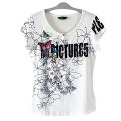 oilily バタフライ ヘンリーネック Tシャツ ホワイト グランジ コア