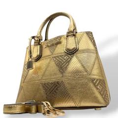 美品　マイケルコース　ハンドバッグ　ゴールド　パイソン柄　2way　ロゴ　u3