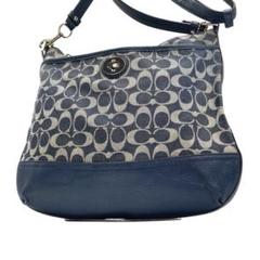COACH ショルダーバッグ ハンドバッグ デニム レザー ブルー 肩掛け