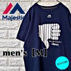 AH47【Majestic】プリントTシャツ【メンズM】ネイビー