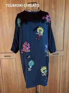 【TSUMORI CHISATO】　シルクサテン　クロスステッチ　ワンピース　4