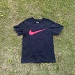Nike ブラック Tシャツ スウッシュロゴ90s00s古着 ギザギザ　即発送可 Nike ブラック Tシャツ スウッシュロゴ90s00s古着 ギザギザ