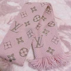 お値下げ！Louis Vuitton ロゴ入りマフラー ピンク ルイヴィトン マフラー ピンク シルバー(ルイ・ヴィトン