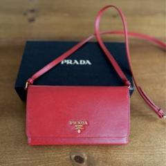 ☆可愛い♡☆PRADA☆ 赤 レザー お財布ショルダーバッグ
