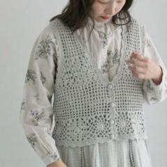 TSUHARUbysamansamos2 手編みクロシェニットベスト ミント TSUHARUbysamansamos2 手編みクロシェニットベスト ミント