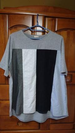 noannu 半袖パッチワークTシャツ グレー系