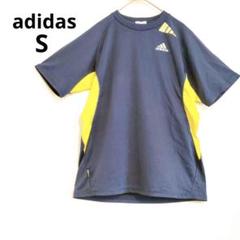 アディダス 半袖Tシャツ スポーツウェア メッシュ ネイビー×イエロー Uネック