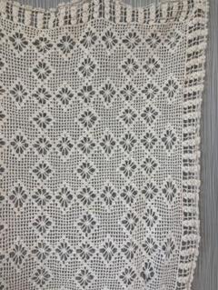 vintageかぎ針編みレース　花柄レース生地 55cm×113cm