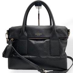 極美品　kate spade ハンドバッグ 2way ブラック タッセル　シボ革