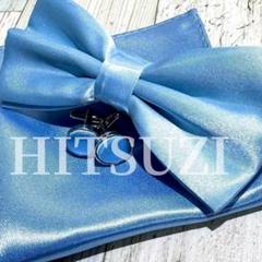 蝶ネクタイ　スカイブルー　3点セット　結婚式　スーツ　挙式K14