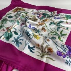 2504-110｜美品｜グッチ スカーフ シルク ピンク マルチカラー 2504-110｜美品｜グッチ スカーフ シルク ピンク マルチカラー