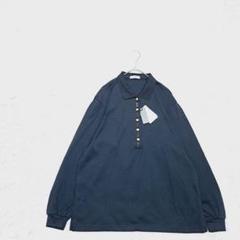 新品タグ付【ESSEE】長袖シャツ　ブラック　黒　F　ポロ　金ボタン