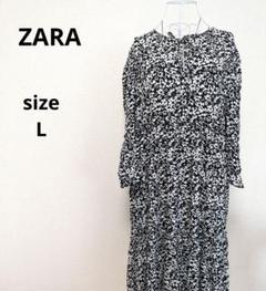 ZARA ザラ 花柄 ワンピース ブラック L