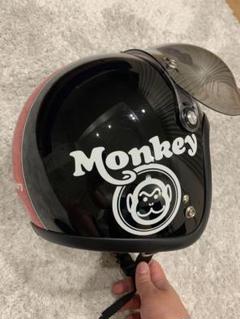 Monkey ジェットヘルメット 黒/赤 Monkey ジェットヘルメット 黒/赤