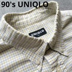 90's ユニクロ ボックス 短丈 ショートチェックシャツ ボタン 美品 L