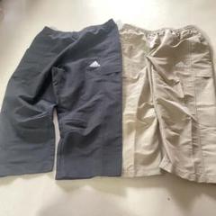 adidas カーゴパンツ 七分 黒 ベージュ 2点セット 160